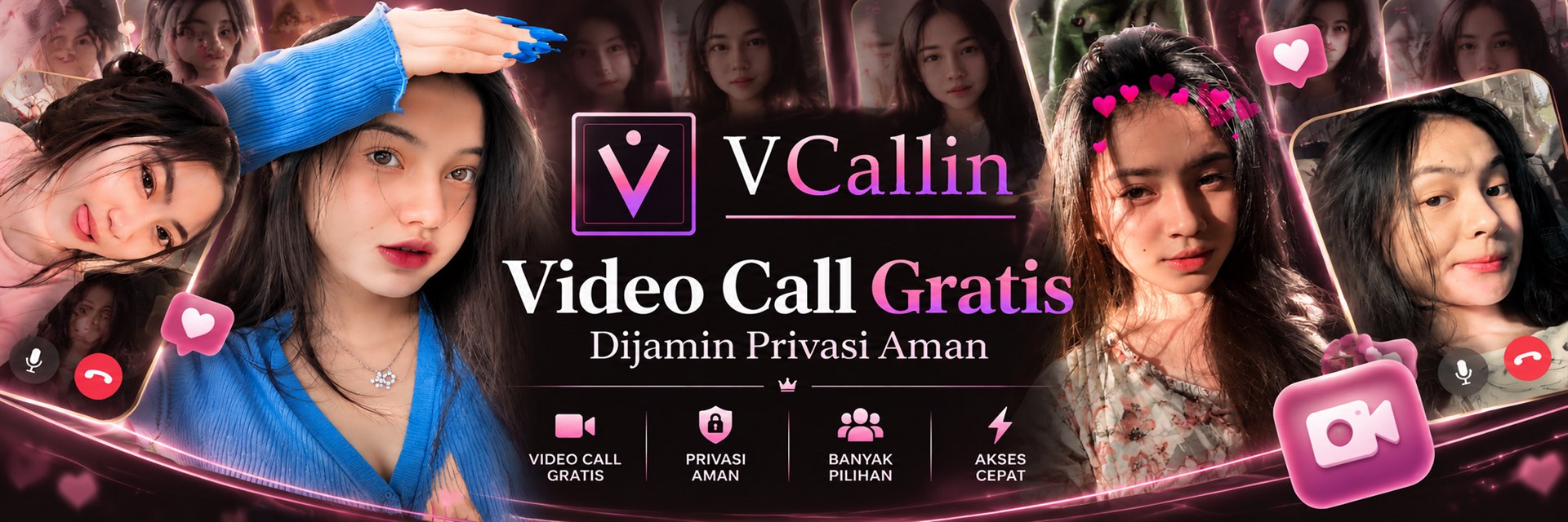 VCallin &mdash; video call gratis, privasi aman, banyak pilihan, akses cepat